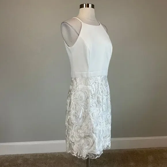 Vince Camuto Embroidered Lace Sleeveless Sheath Cocktail Dress White Size 8  - www.hdc.com.do